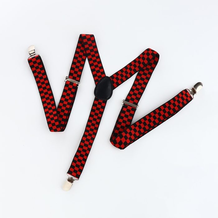 Подтяжки взрослые, ширина 2,5 см, цвет чёрный/красный Подтяжки взрослые, ширина 2,5 см, цвет чёрный/красный