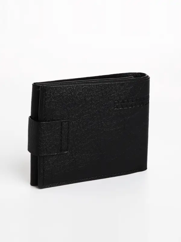 Портмоне мужское, на магните, отдел для купюр, для карт, для монет, чёрное