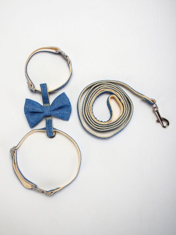 Комплект амуниции "Леди и Джентельмен", поводок 120 х 1 см, синий