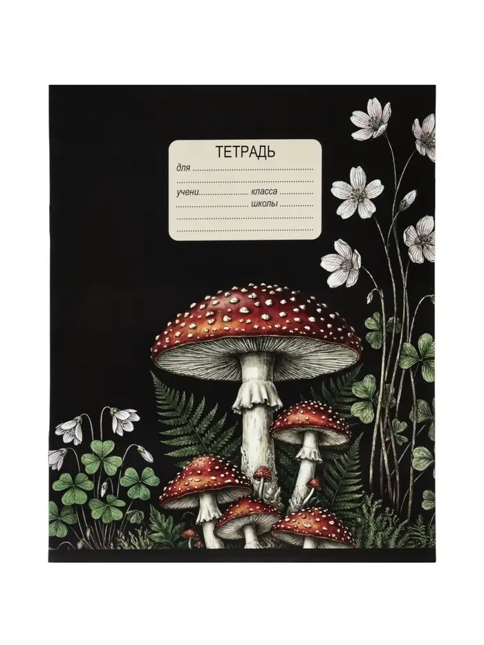 Тетрадь 10 штук, 12 листов в клетку Calligrata &laquo;Грибы&raquo;, блок офсет, 5 видов