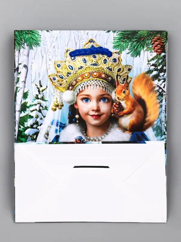 Пакет подарочный новогодний ламинированный, «Новогодняя пора» , 11.5×6.5×14.5 см