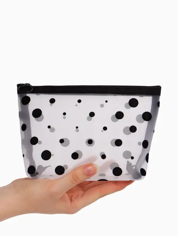 Косметичка дор Горох, сетка 17*6,5*13,5, отд на молнии, белый Косметичка дор Горох, сетка 17*6,5*13,5, отд на молнии, белый
