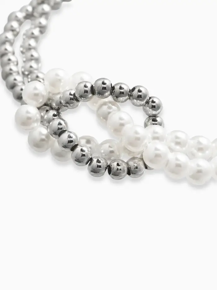 Браслет жемчужный "Узел", цвет белый в серебре 17+5см, бусина 6