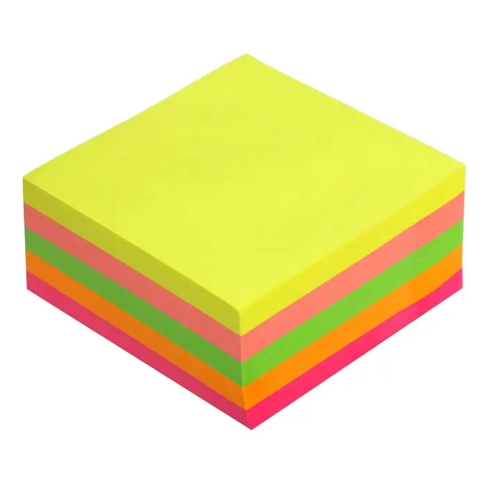 Блок с липким краем, 76&times;76 мм, 400 листов, флуоресцентные, 5 цветов, МИКС