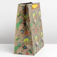 Пакет подарочный крафтовый, упаковка, &laquo;Динозавр: Dino&raquo;, ML 23&times;27&times;11.5 см