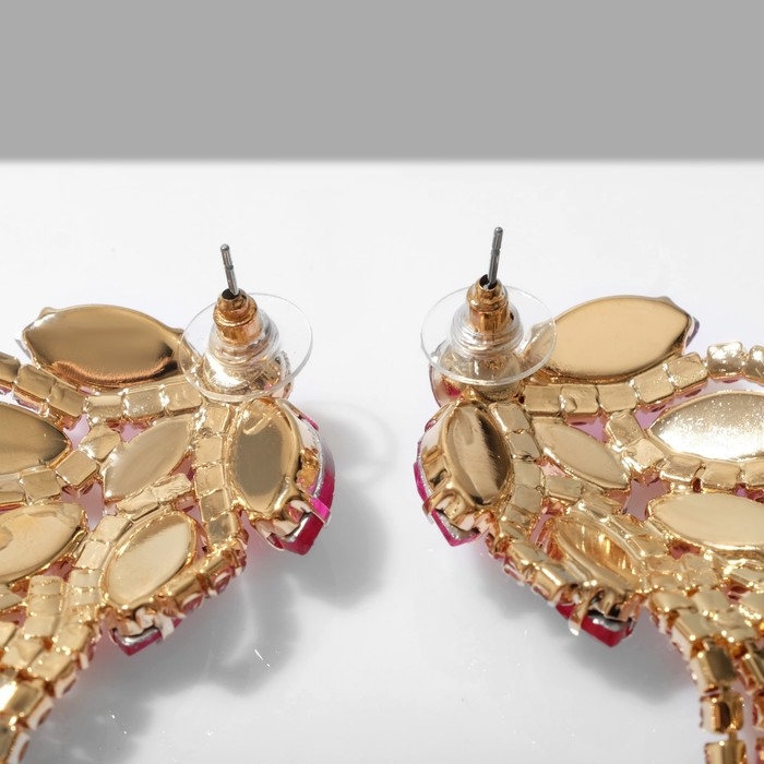 Серьги висячие со стразами «Мэджик» капли и водопад, цвет розовый в золоте, 14 см Серьги висячие со стразами «Мэджик» капли и водопад, цвет розовый в золоте, 14 см