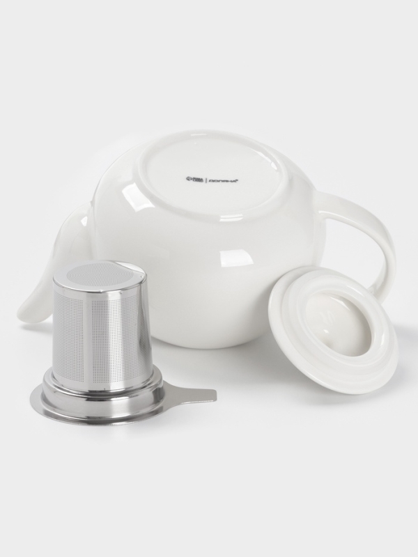 Чайник заварочный «Глянец», 1100 мл, белый, металл сито Чайник заварочный «Глянец», 1100 мл, белый, металл сито