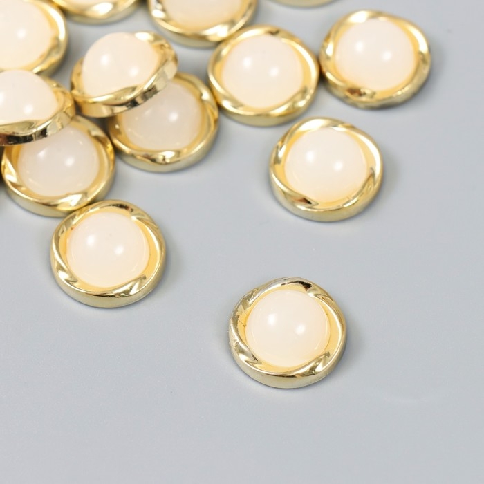 Декор для творчества пластик Декор для творчества пластик "Полужемчужина с золотым витым ободком" набор 20 шт 1,7х1,7 см 943112