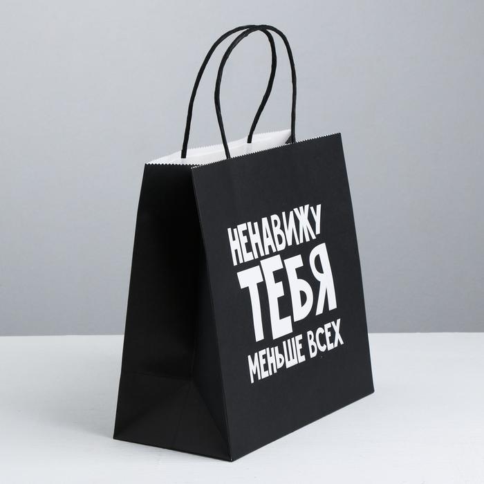 Пакет подарочный, упаковка, «Ненавижу тебя меньше всех», 22 х 22 х 11 см Пакет подарочный, упаковка, «Ненавижу тебя меньше всех», 22 х 22 х 11 см