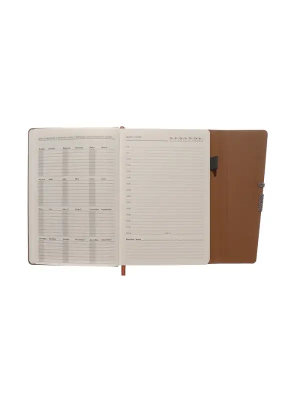 Ежедневник недатированный формат А5, с клапаном, 96л, линия, пвх, Коричневый Ежедневник недатированный формат А5, с клапаном, 96л, линия, пвх, Коричневый