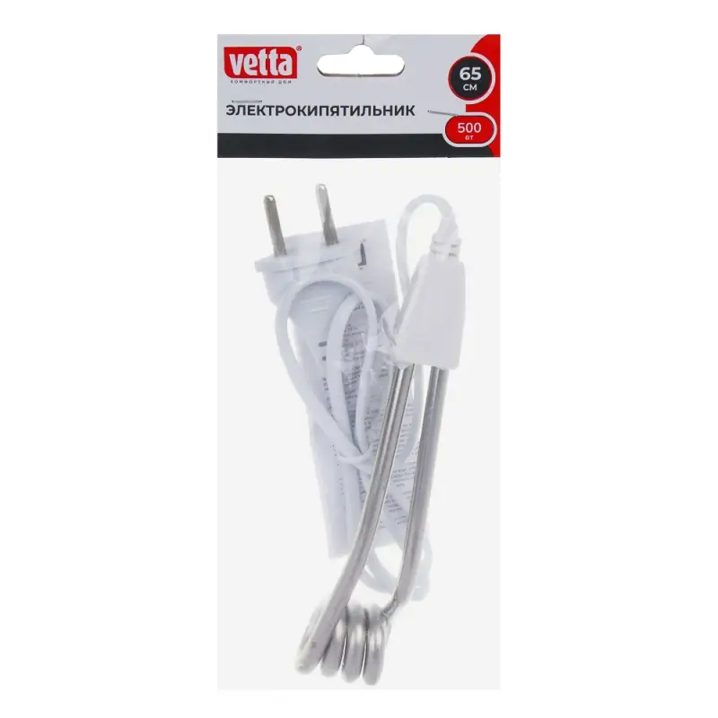 Электрокипятильник 500Вт тм VETTA, 250В, шнур 65см, погружная часть 10см