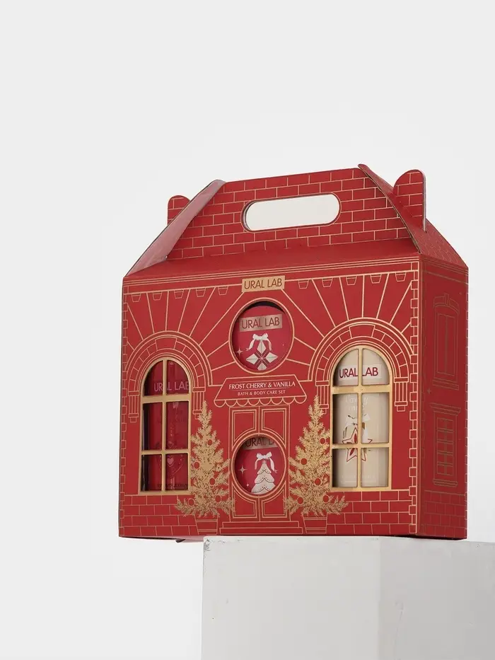 Подарочный набор новогодний в коробке дом: гель для душа 2 шт., соль и масло для душа, URAL LAB