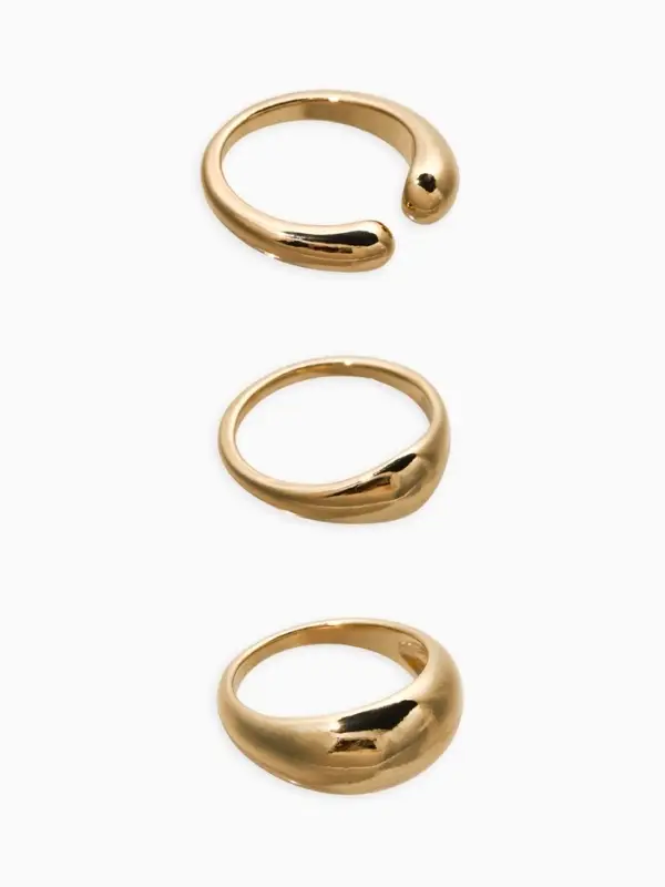 Набор колец 3 шт "Новый стиль" минимализ линий, размер МИКС, цвет золото