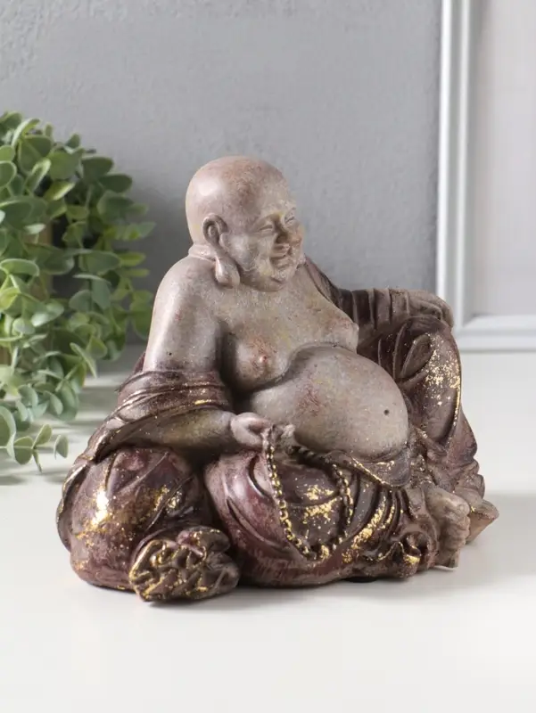 Фигура полистоун &laquo;Хотей с чётками&raquo;, с золотой патиной, 15.7&times;20.5&times;17 см