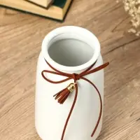 Ваза керамика настольная "Шерон" классика шнур, 20х9,5х8 см, белый