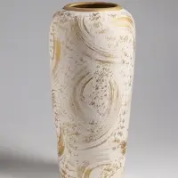 Ваза настольная керамика "Сэнс" 28,5х13 см, бело-золотой