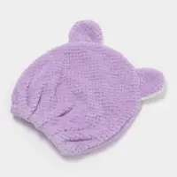 Чалма для сушки волос Доляна &laquo;Медвежонок&raquo;, микрофибра, фиолетовая