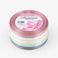 Лента атласная, набор 5 шт., 6 мм, 23 м&plusmn;1 м, пастельная