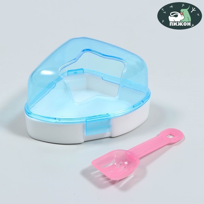 Ванночка для грызунов угловая с лопаткой, 14 х 10,4 см, голубая Ванночка для грызунов угловая с лопаткой, 14 х 10,4 см, голубая