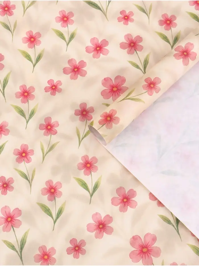 Бумага упаковочная крафт &laquo;Розовые цветы&raquo;, 50&times;70 см