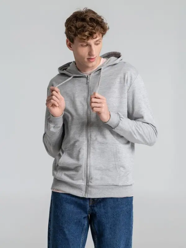 Толстовка на молнии с капюшоном Siverga 2.0, серый меланж, размер XS