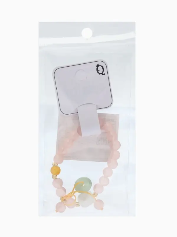 Браслет-оберег "Розовый кварц" нефрит, №8, цвет розовый