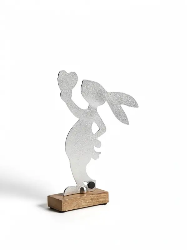 Сувенир &laquo;Заяц с сердечком&raquo;, 18&times;5&times;25 см, алюминий, дерево