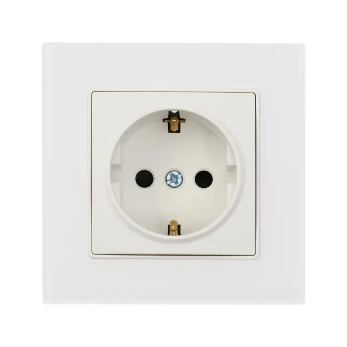 Розетка TOT Matte Glass, 16 А, стекло, скрытая, одноместная, с заземлением, белая
