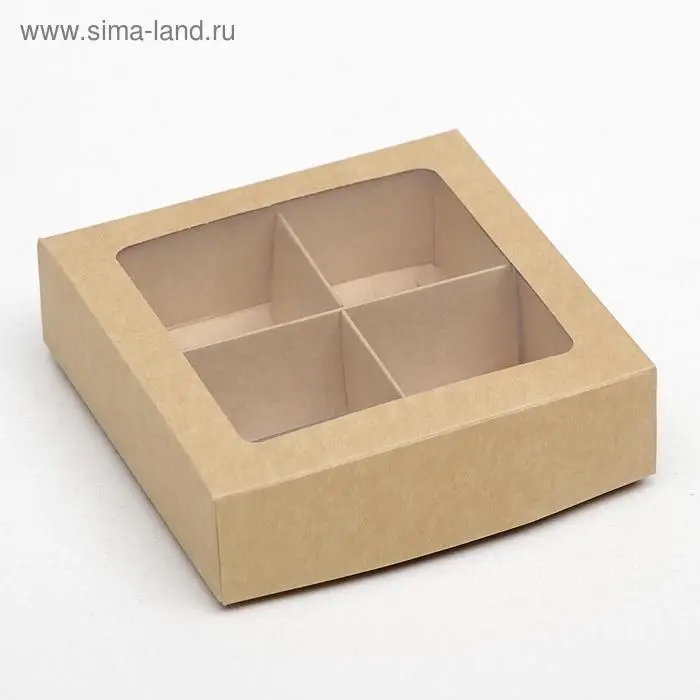 Коробка для конфет с окном, крафт 12,5 х 12,5 х 3,5 см Коробка для конфет с окном, крафт 12,5 х 12,5 х 3,5 см