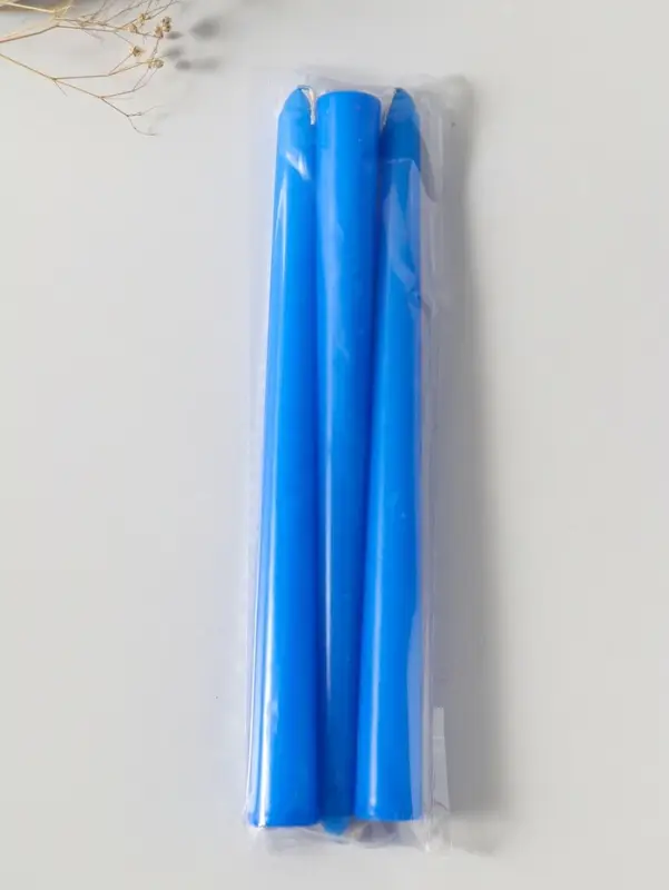 Набор свечей античных 25 см, 3 шт., 58 г, 7 ч, синий