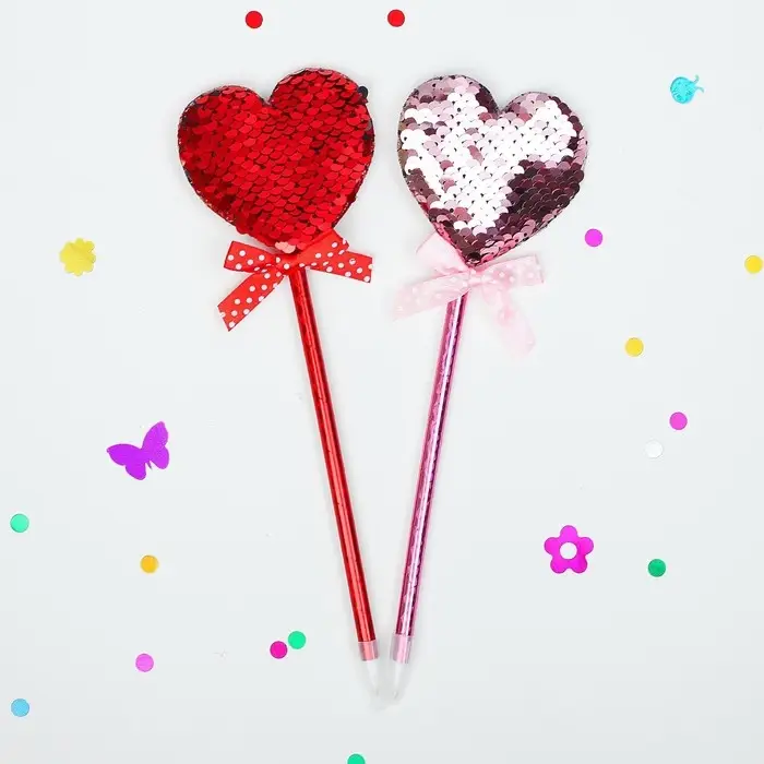 Ручка «Сердечки», с пайетками, синие чернила, МИКС Ручка «Сердечки», с пайетками, синие чернила, МИКС