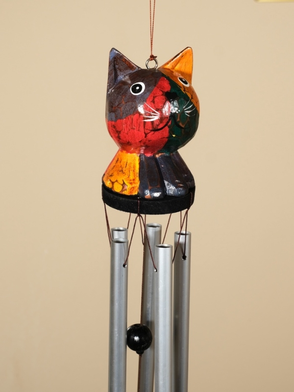 Музыка ветра "Кот" дерево, алюминий 9х8х100 см