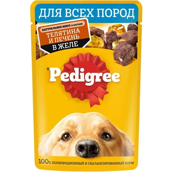 Влажный корм Pedigree для собак телячья печень, желе, пауч,  85 г