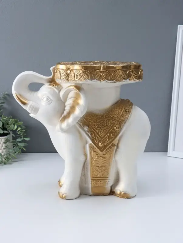 Фигура-подставка "Слон" белый, 35х40х25 см