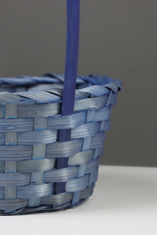 Корзина плетёная, 20×20×9 см, ручка h=25 см, бамбук, синий