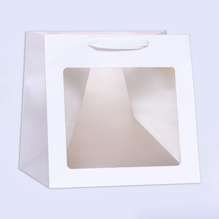 Пакет подарочный, крафт, с окном, «Белый», 25 х 25 х 25 см Пакет подарочный, крафт, с окном, «Белый», 25 х 25 х 25 см