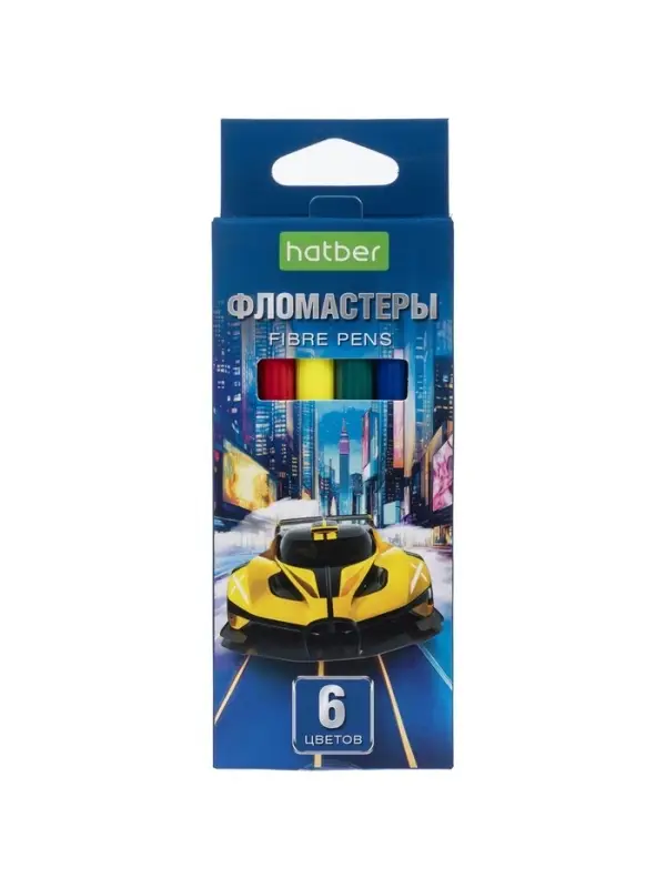 Фломастеры 6цв, Hatber, ЭКО, Дрифт, карт.уп, европодвес 89906