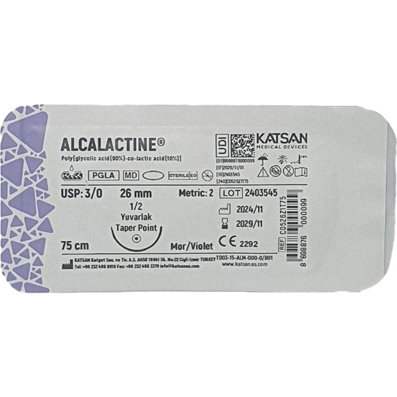 Шовный материал ALCALACTINE 3/0 75см, колющ. 26мм 1/2 12шт C0526Z1T75