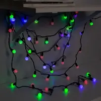 Гирлянда &laquo;Нить&raquo; 20 м с насадками &laquo;Шарики 1.5 см&raquo;, IP44, тёмная нить, 200 LED, свечение мульти (RG/RB), мигание, 220 В