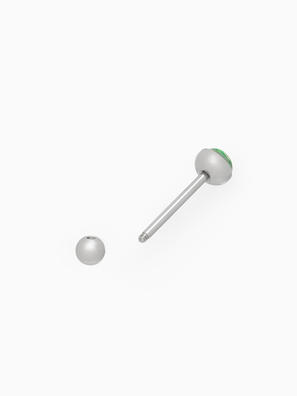 Пирсинг в язык «Штанга» глазик, L=2,5 см, цвет зелёный в серебре Пирсинг в язык «Штанга» глазик, L=2,5 см, цвет зелёный в серебре