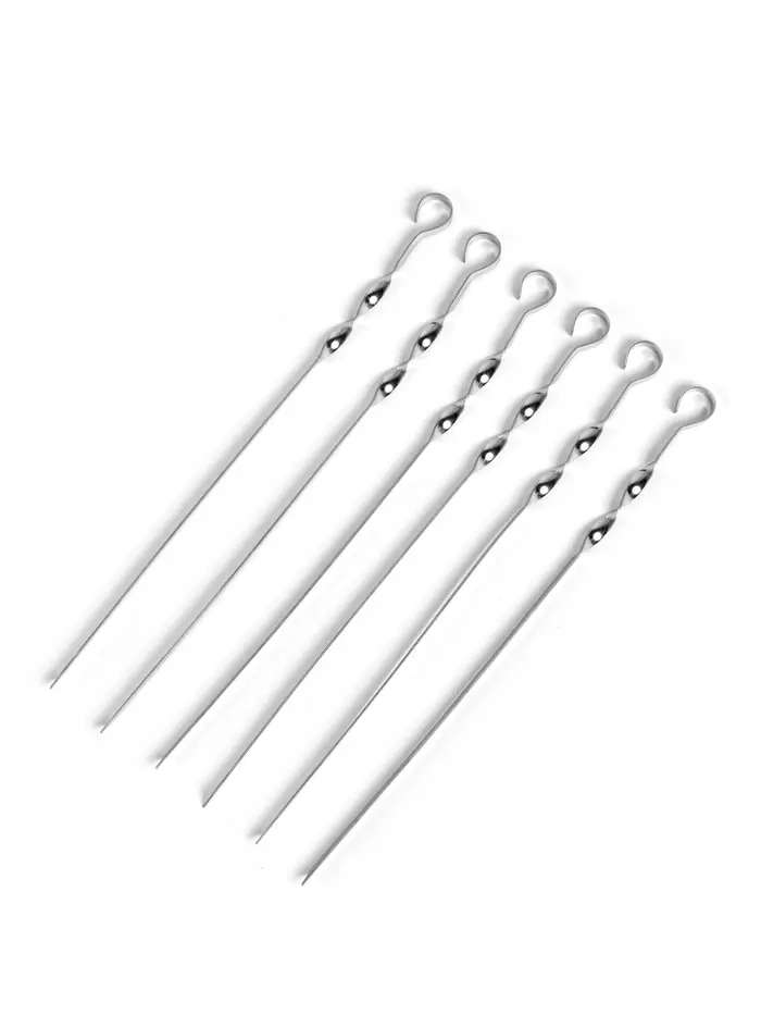 Набор прямых шампуров, 6 шт., 41&times;1 см, толщина 1.5 мм, нержавеющая сталь
