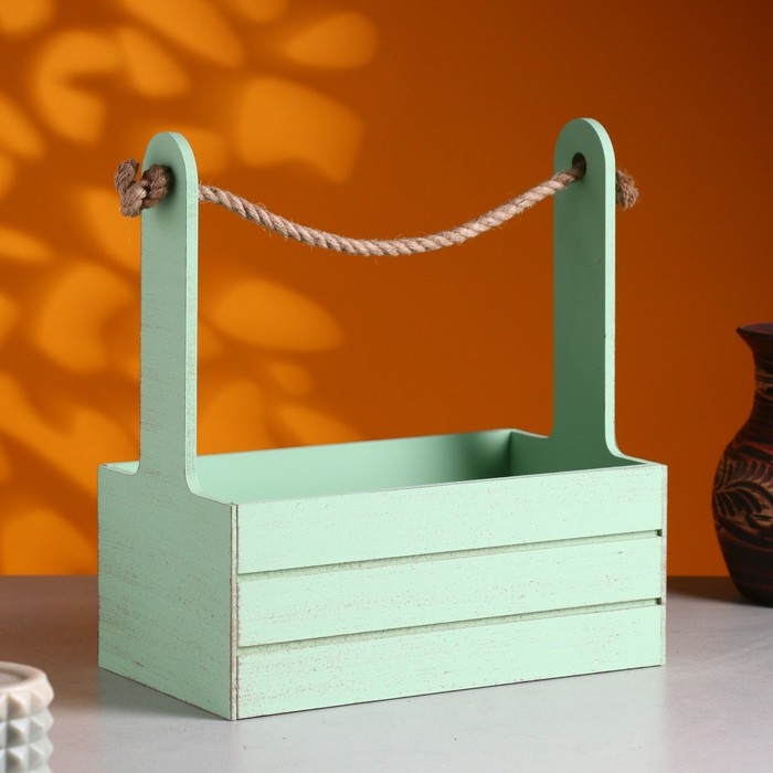 Набор кашпо деревянных 2 в 1 (25.5×15×30; 20×12×23) "Прованс" Оливковый