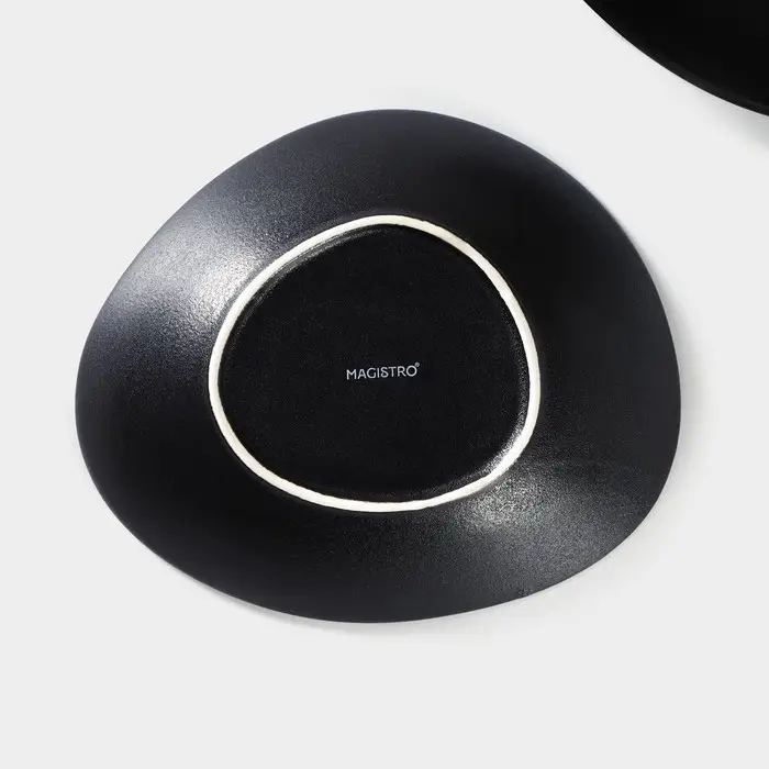 Тарелки глубокие Magistro Carbon, 17.5&times;15 см, набор 2 шт., фарфор, чёрные