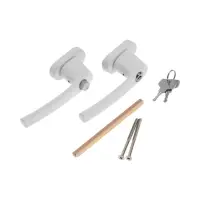 Ручка для окон ПВХ ТУНДРА с замком, алюминий, 32 мм, цвет белый, набор 2 шт