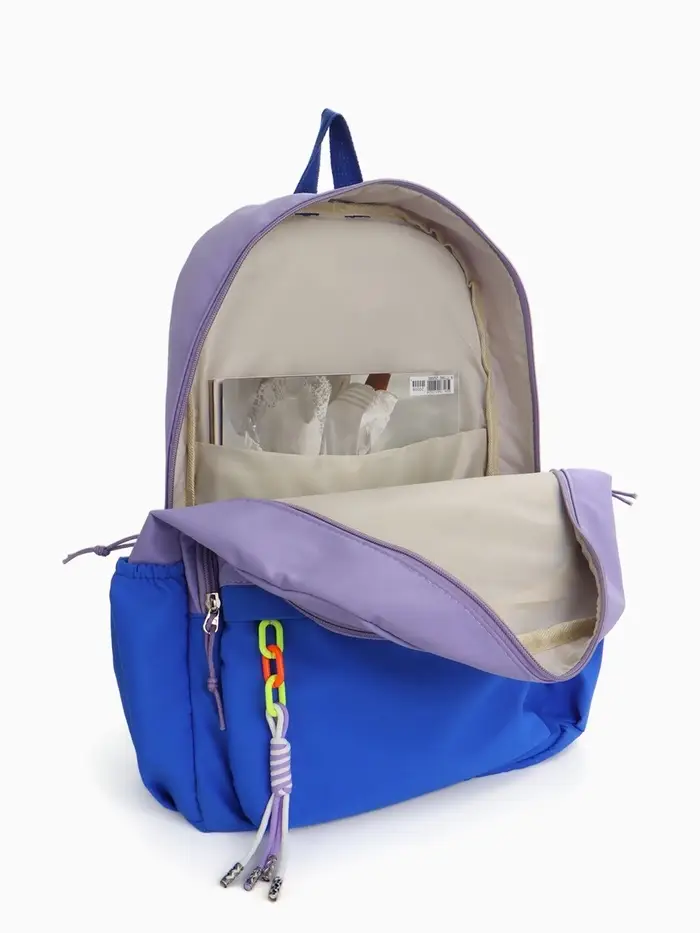 Рюкзак молодёжный на молнии, с карманами, двухцветный, размер 31&times;15&times;46 см, сиреневый