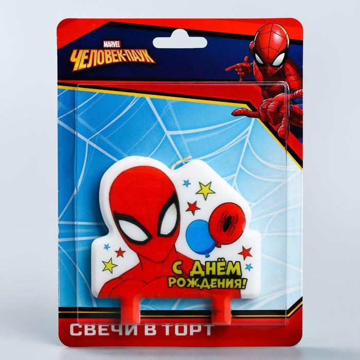 Свеча в торт  Свеча в торт "С Днем Рождения!", Человек-паук, 8×8 см