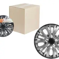Колпаки колесные 15" "Лион +", серебристо-черный, карбон, компл. 2 шт.