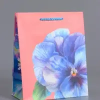 Пакет подарочный ламинированный, &laquo;Взгляд фиалки&raquo;, нежно розовый, 18&times;22.3&times;10 см