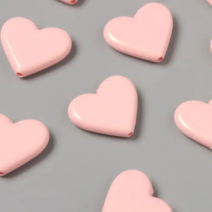 Бусины для творчества акрил Бусины для творчества акрил "Сердечки гладкие" розовый 2,4х2х0,5 см