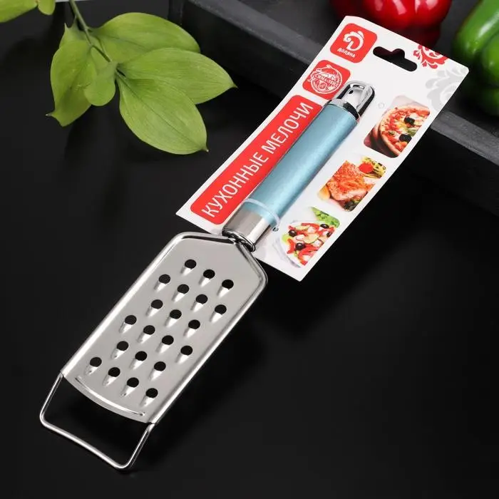 Терка для сыра крупная Доляна Lagoona, 30 см, с ручкой, цвет голубой металлик Терка для сыра крупная Доляна Lagoona, 30 см, с ручкой, цвет голубой металлик